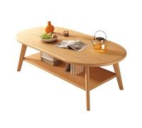 STARHMLUX Mesa Centro Madera Redondas - Mesitas Auxiliares Pequeñas FuncióN de Doble Almacenamiento Patas de Madera Maciza Adecuado para Sala de Estar y Comedor Natural 39.4 * 19.7 * 17.7in