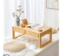 STARHMLUX Mesa De Suelo Japonesa, Mesa De Centro Baja De Madera, con Cajones, Diseño para Sentarse En El Suelo, para Sala De Estar, Sala De Té Tatami, Comedor, Dormitorio Natural Wood 80x50x35cm