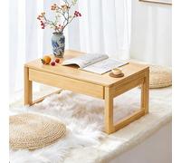 STARHMLUX Mesa De Suelo Japonesa, Mesa De Centro Baja De Madera, con Cajones, Diseño para Sentarse En El Suelo, para Sala De Estar, Sala De Té Tatami, Comedor, Dormitorio Natural Wood 60x40x30cm