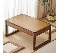 STARHMLUX Mesa De Suelo Japonesa, Mesa De Centro Baja De Madera, con Cajones, Diseño para Sentarse En El Suelo, para Sala De Estar, Sala De Té Tatami, Comedor, Dormitorio Walnut 80x50x35cm