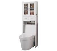STARHMLUX Mueble sobre Inodoro Impermeable con Soporte para Toallas De Papel, Estanteria Baño Encima WC con Puerta, Muebles para Baño Ahorra Espacio White