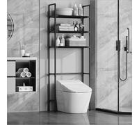 STARHMLUX Mueble sobre Inodoro Impermeable, Estanteria Baño Encima WC con 2 Estante, Muebles para Baño Ahorra Espacio para Cuarto de Baño Black B