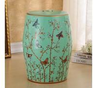 STARHMLUX Taburete de cerámica Estilo Chinoiserie, 45 cm de Altura, Pintado a Mano, para decoración de jardín, Ideal como Taburete para Plantas, decoración de jardín o Mesa Auxiliar B-Green