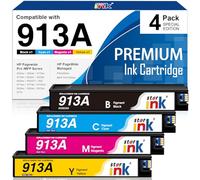 Starink 913A Multipack Cartuchos de Impresora Compatible para HP 913A 913A para PageWide 352dw 352dn 477dw 577dw 452dw 477dn 452dn 577z 552dw P55250dw Impresoras Negro, Azul, Rojo, Amarillo, Pack de 4