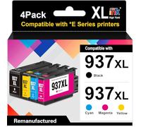 Starink 937XL - Cartuchos de Tinta Compatibles con HP 937 XL 937XL para HP OfficeJet Pro 9120e 9730e 9132e 9125e 9122e 9120b 9110b 9130b 9117b 9720 9730 Negro, Cian, Magenta y Amarillo, 4 Unidades