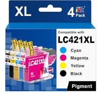 starink LC421XL LC421 XL Cartucho de Tinta Compatible con Brother LC 421 XL LC-421XL LC-421VAL para DCP-J1050DW MFC-J1010DW DCP-J1140DW Multipack, Negro, Cian, Magenta y Amarillo