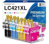Starink LC421XL LC421XL Cartuchos de Tinta Multipack Compatible para Brother LC421XL LC421 para Brother DCP-J1050DW Cartuchos MFC-J1010DW DCP-J1140DW Cartuchos (8-Pack)