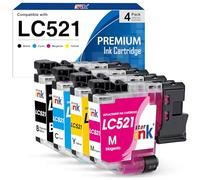 Starink LC521VAL - Cartuchos de tinta compatibles con Brother LC521, LC 521 para Brother DCP-J1260W, DCP-J1310DW, DCP-J1313DW, DCP-J1360DW, DCP-J1460DW,negro, cian, magenta, amarillo, 4 unidades