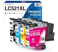 Starink LC521XLVAL - Cartuchos de Tinta compatibles con Brother LC521XL, LC 521 XL para Brother DCP-J1260W, DCP-J1310DW, DCP-J1313DW, DCP-J1360DW, DCP-J1460DW,Negro, Cian, Magenta, Amarillo