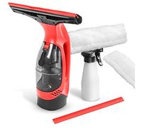 STARK Limpiacristales Eléctrico para Ventanas. Con batería recargable, depósito extraíble, biotella spray, escobilla de repuesto y 2 paños de microfibra (Rojo).