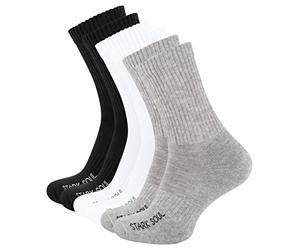 STARK SOUL 6 pares de calcetines deportivos Crew con suela de rizo, 6 pares - Mix (negro/blanco/gris), 35-38