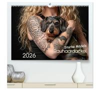Starke Mädels - Rauhaardackel (hochwertiger Premium Wandkalender 2026 DIN A2 quer), Kunstdruck in Hochglanz: Auf ein gutes Neues Jahr mit den starken Mädels!