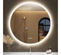 STARLEAD 100cm Espejo-Baño-Redondo-con-Luz y Bluetooth, Espejo-Baño-LED con Antivaho, Regulable, 3 Colores Luz, Memoria, IP44, HD Vidrio Templado, Ahorro Energía, Eye-Care