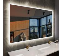 STARLEAD 100x70cm Espejo-Baño-con-Luz-LED y Bluetooth, Antivaho, Espejo-LED con Regulable, 3 Colores Luz, Memoria, IP44, Vidrio Templado, Horizontal/Vertical