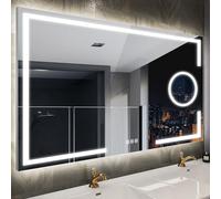 STARLEAD 120x70cm Espejo-Baño-con-Luz LED y Espejo de Aumento 5X Iluminado, Espejo-Baño-Antivaho Rectangular, CRI>90, 3 Colores Regulables, Memoria, Marco de Aluminio, Cristal Templado 4mm, IP44 CE