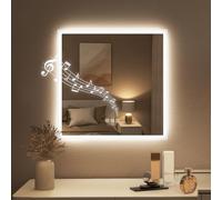 STARLEAD 60x60cm Cuadrado Espejo-Baño-con-Luz-LED y Bluetooth, Antivaho, Espejo-LED con Regulable, 3 Colores Luz, Memoria, IP44 Resistente Al Agua, Vidrio Templado