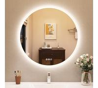 STARLEAD 80cm Espejo-Baño-Redondo-con-Luz y Bluetooth, Espejo-Baño-LED con Antivaho, Regulable, 3 Colores Luz, Memoria, IP44, HD Vidrio Templado, Ahorro Energía, Eye-Care