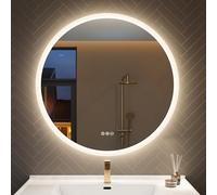 STARLEAD 90cm Espejo-Baño-Redondo-con-Luz y Bluetooth, Espejo-Baño-LED con Antivaho, Regulable, 3 Colores Luz, Memoria, IP44, HD Vidrio Templado, Ahorro Energía, Eye-Care
