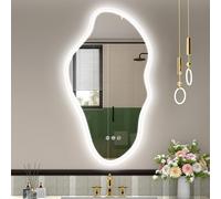 STARLEAD Asimétrico Espejo-Baño-con-Luz 90x50cm, Irregular Espejo-Baño-LED-Bluetooth, Regulable, 3 Colores Luz, Antivaho, Memoria, IP44, Vidrio Templado, Horizontal/Vertical