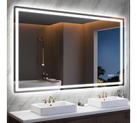 STARLEAD Espejo-Baño-con-Luz 120x70cm, Espejo-Grande-de-Baño-con-LED y Bluetooth, Antivaho, Regulable, 3 Colores Luz, Memoria, IP44, Vidrio Templado HD, Horizontal/Vertical