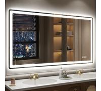 STARLEAD Espejo-Baño-con-Luz 140x80cm, Espejo-Grande-de-Baño-con-LED y Bluetooth, Antivaho, Regulable, 3 Colores Luz, Memoria, IP44, Vidrio Templado HD, Horizontal/Vertical