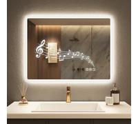 STARLEAD Espejo-Baño-con-Luz y Bluetooth 60x80cm, Espejos-de-Baño-con-LED, Antivaho, Regulable, 3 Colores Luz, Memoria, IP44, Vidrio Templado HD, Horizontal/Vertical