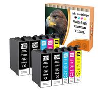 Starlet24 10x Cartuchos de Impresora T1301-T1304 compatibles con Epson T1301 T1302 T1303 T1304 para Stylus SX525WD SX535WD SX620FW Office B42WD BX925FWD BX635FWD Workforce WF-3520DWF WF-7525 WF-7015