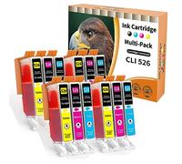 Starlet24 12x 526XL Cartuchos Compatibles para Canon CLI-526 526C 526M 526Y | para Pixma IP4850 IP4950 IX6550 MG5150 MG5250 MG5340 MG5350 MG6150 (2 Cian, 2 Magenta 2 Amarillo)