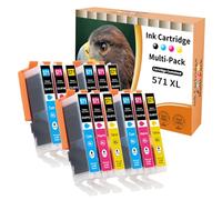 Starlet24 12x 571XL Cartuchos de Tinta para Canon CLI-571 XL para Pixma MG5700 MG5750 MG5751 MG6800 MG6850 MG7750 (4*Cian, 4*Magenta, 4*Amarillos)