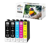 Starlet24 5X Cartuchos de Tinta Compatibles con 407XL Multipack | para Workforce Pro WF-4745 WF-4745DTWF