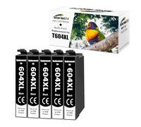Starlet24 5X Cartuchos de Tinta Compatibles con Epson 604XL Negro BK