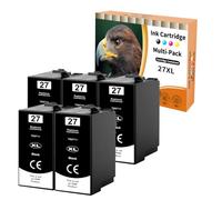 Starlet24 5X Cartuchos de Tinta Negra 27XL Compatibles con Epson 27XL T2711