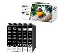 Starlet24 5X Cartuchos de Tinta T0711 Compatibles con Epson T0711 Negro