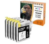 Starlet24 5X LC980 LC985 Negro Compatible con Brother LC1100BK LC980BK LC985BK para DCP-145C DCP-185C DCP-195C MFC-250C DCP-365CN DCP-373CW DCP-375CW MFC-490CW MFC-5490CN MFC-5890CN MFC-6490CW
