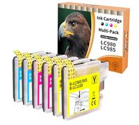 Starlet24 6 x LC980 LC985 color compatible con Brother LC1100 LC980 LC985 cian magenta amarillo para DCP-145C DCP-185C DCP-195C MFC-250C DCP-365CN DCP-373CW DCP-375CW MFC-490CW MFC-5490CN MFC-5890CN