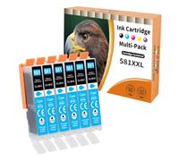 Starlet24 6X 581XL Cartuchos de Tinta Compatibles con Canon CLI-581 Cian