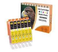 Starlet24 6X Cartucho de Tinta Compatible con Canon CLI-581 Amarillo 581 Y | para Pixma TR8550 TR8500 TS6350a TS705a TS6350 TS8350 TS8250 TS6150 TS9550