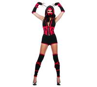 Starline Juego de disfraz de Ninja sexy de 4 piezas con máscara, rojo y negro, 0, Rojo/Negro, M