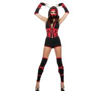 Starline S4397 Disfraz Ninja De Noche Rojo Halloween Cosplay Sexy Mujer