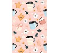 Starlit Coffee Journal - Cute Aesthetic Notebook with Books, Daisies & Pastel Mugs: 6x9” Lined Pages | 150 Sheets | Watercolor Background with Smiling ... | Cute Gift for Girls, Women, and Writers