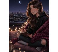 Starlit Secrets Diary for Teen Girls - Dark Aesthetic Journal, Magical Starry Night Notebook, 120 Ruled Pages, Cozy Girlish Journal, 8 x 11.5 inch