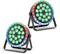 Starlitflow 2PCS 108W Par LED RGBW con RGB 24 LED Anillo de Luz, Luces Escenario D MX con Activación Sonido y 255 Efectos, Focos Discoteca para Fiesta Actuaciones Eventos Navidad Halloween