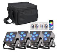 Starlitflow 50W Par LED Batería con Bolsa, RGBWA UV Luces Escenario 5200mAh Recargable con IR Control Remoto, 2.4 Ghz Wireless APP para Exteriores Fiestas Bodas Discotecas Halloween Navidad