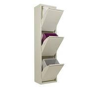 StarMart Contenedor de reciclaje | EcoPatty | Separación de residuos | Gabinete de metal | Ahorro de espacio | Interior, exterior | 3 compartimentos | 3 cubos | 45 litros | Ya montado | Blanco