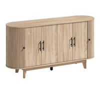 staronce Aparador ovalado de 147 cm con 6 puertas de roble | Armario buffet con 2 estantes ajustables, espacio de almacenamiento para salón, comedor y TV de hasta 65 pulgadas
