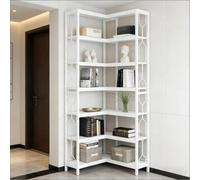 staronce Estantería esquinera con barandilla - Estantería industrial de 7 pisos de madera y metal, estantería independiente con diseño de seguridad como separador de habitaciones y vitrina para salón
