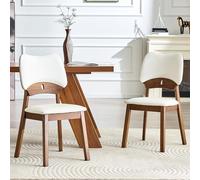 staronce Juego de 2 sillas de comedor con respaldo de mariposa, sillas de madera acolchadas, cómodas sillas tapizadas para cocina, comedor, oficina, diseño moderno, color blanco