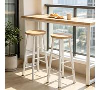 staronce Juego de 2 taburetes de bar con reposapiés, 71 cm de alto, de MDF y metal, cómodos taburetes de cocina, taburetes de desayuno, para isla de cocina, mostrador, silla de comedor industrial
