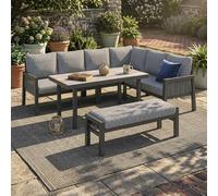 staronce Juego de muebles de jardín de 8 piezas, color gris, con mesa de comedor y tapa de cristal, para 8 personas, tejido de polietileno, acero galvanizado, para terraza, jardín, balcón