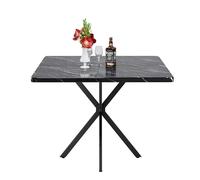 staronce Mesa de comedor cuadrada de 98 x 98 cm, color negro, mesa de cocina para 4 - 6 personas, mesa estable de MDF con patas de metal, ahorra espacio, también se puede utilizar como mesa de